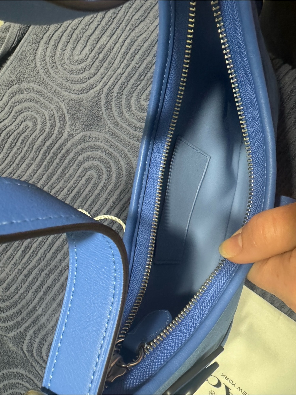 Coach Blue Suede Shoulder Bag - Picture 6 of 16